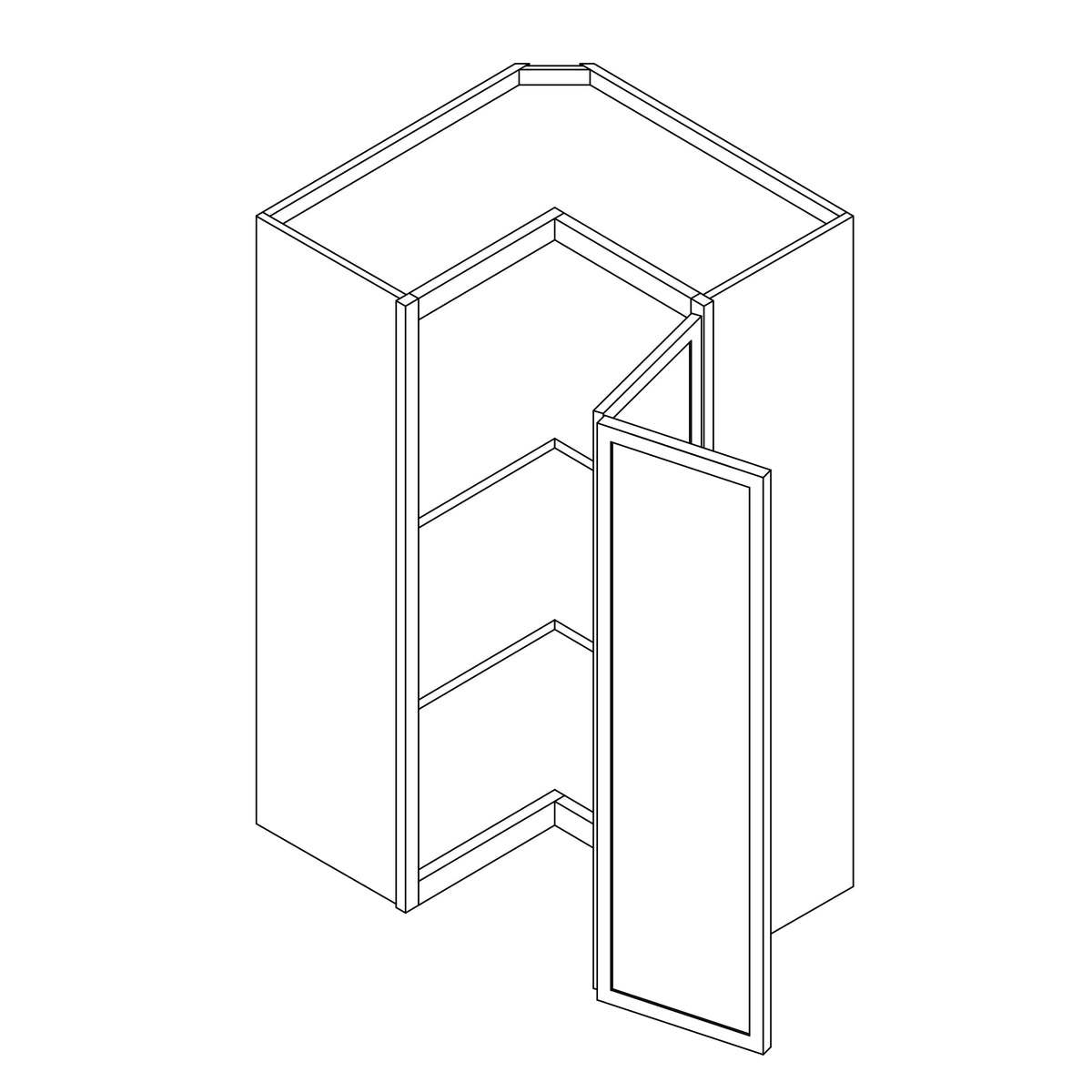 KCD Oslo Classic Walnut Wall Easy Reach 24"W x 42"H X 12"D - line drawing