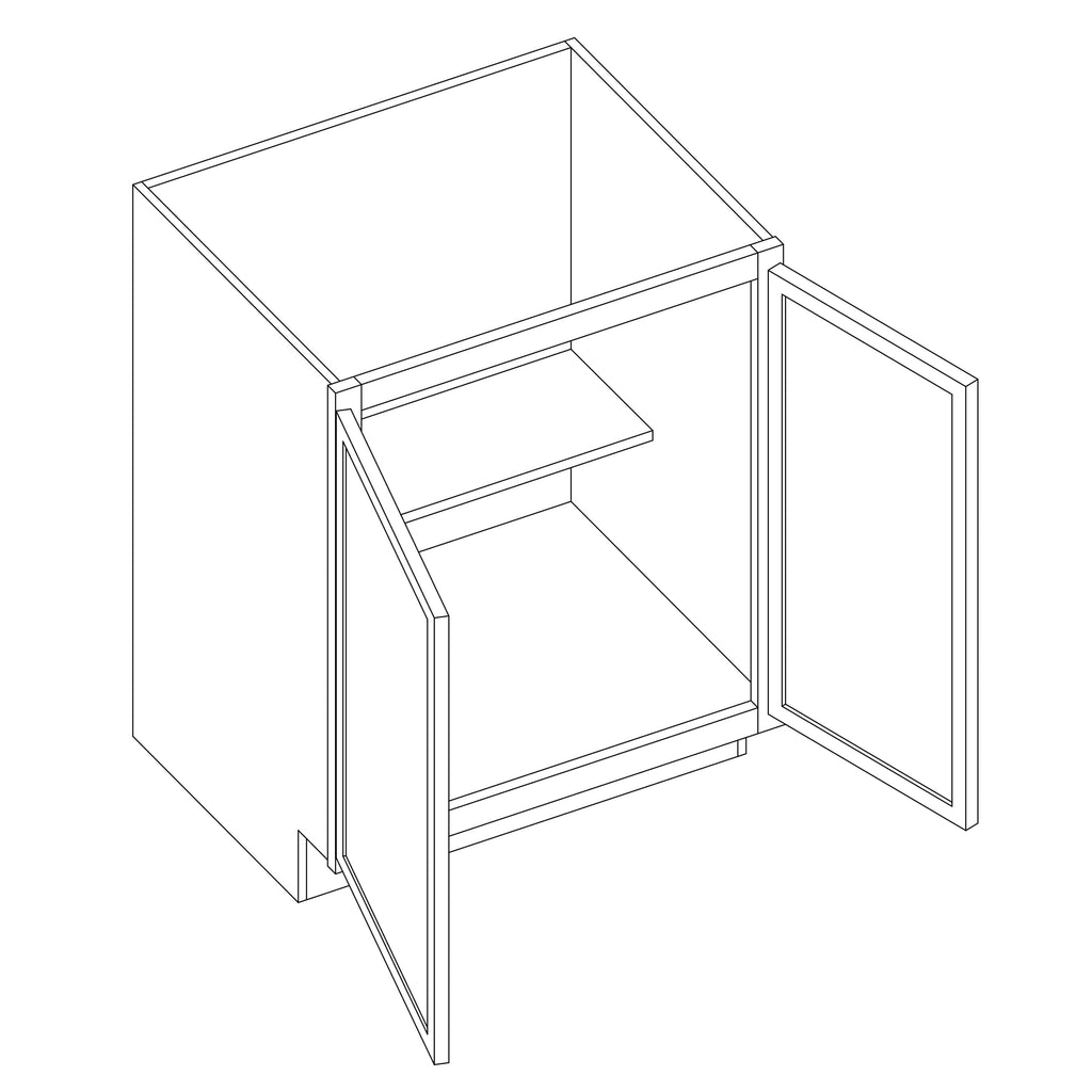 KCD Oslo Classic Walnut Full Height Double Door Base Cabinet - 33" W - line drawing