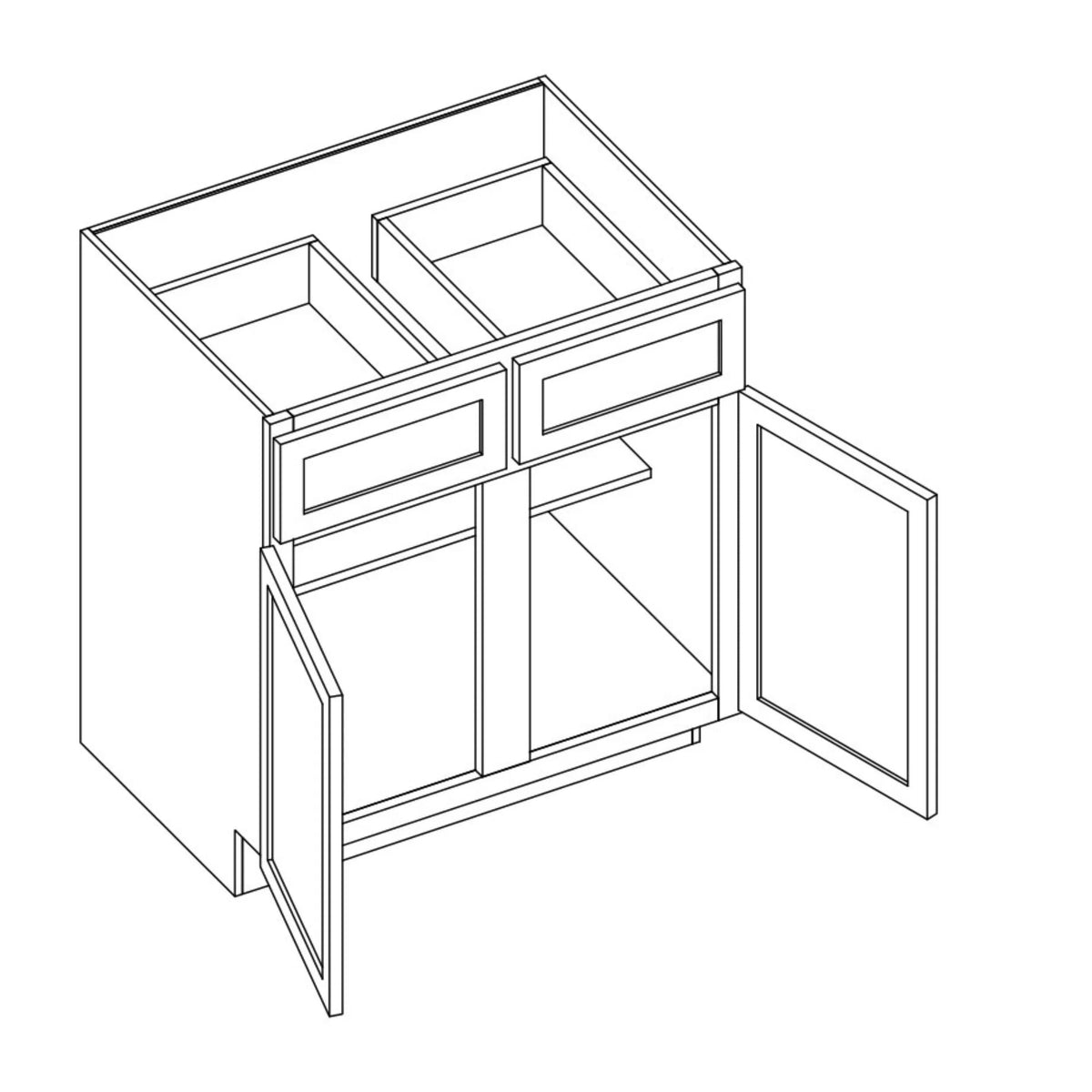 KCD Shaker Moss Double Door Standard Base Cabinet - 39" W - line drawing