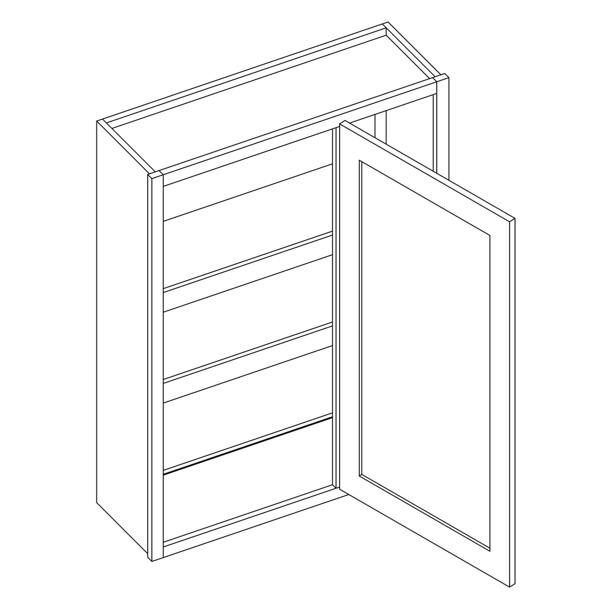 KCD Essential Gray Blind Wall Cabinet - 36" W x 36" H - line drawing