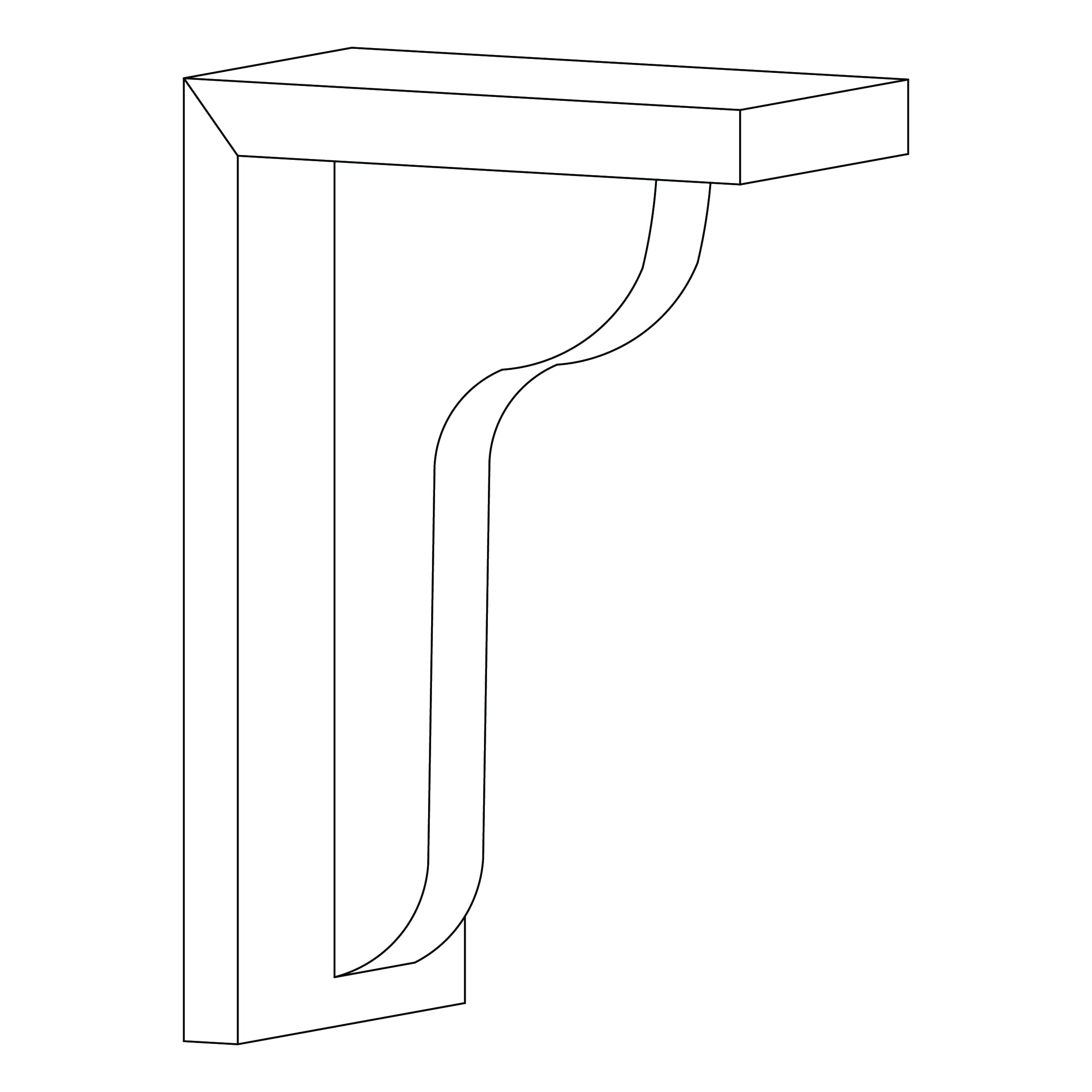 KCD Essential White Basic Medium Corbel - 10.5" H - line drawing