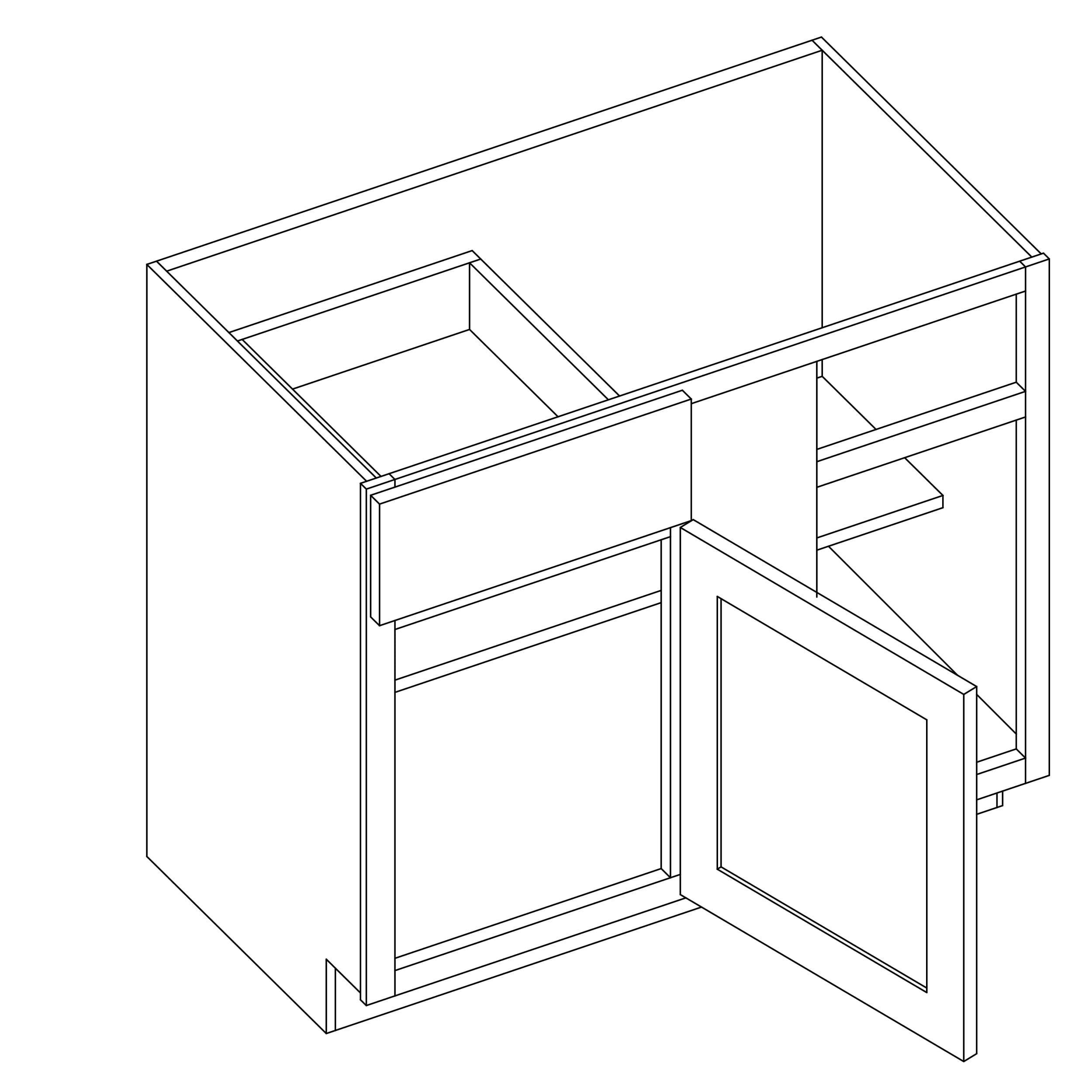 KCD Essential Gray Blind Base Cabinet for 42" to 45" Space - 36" W - line drawing