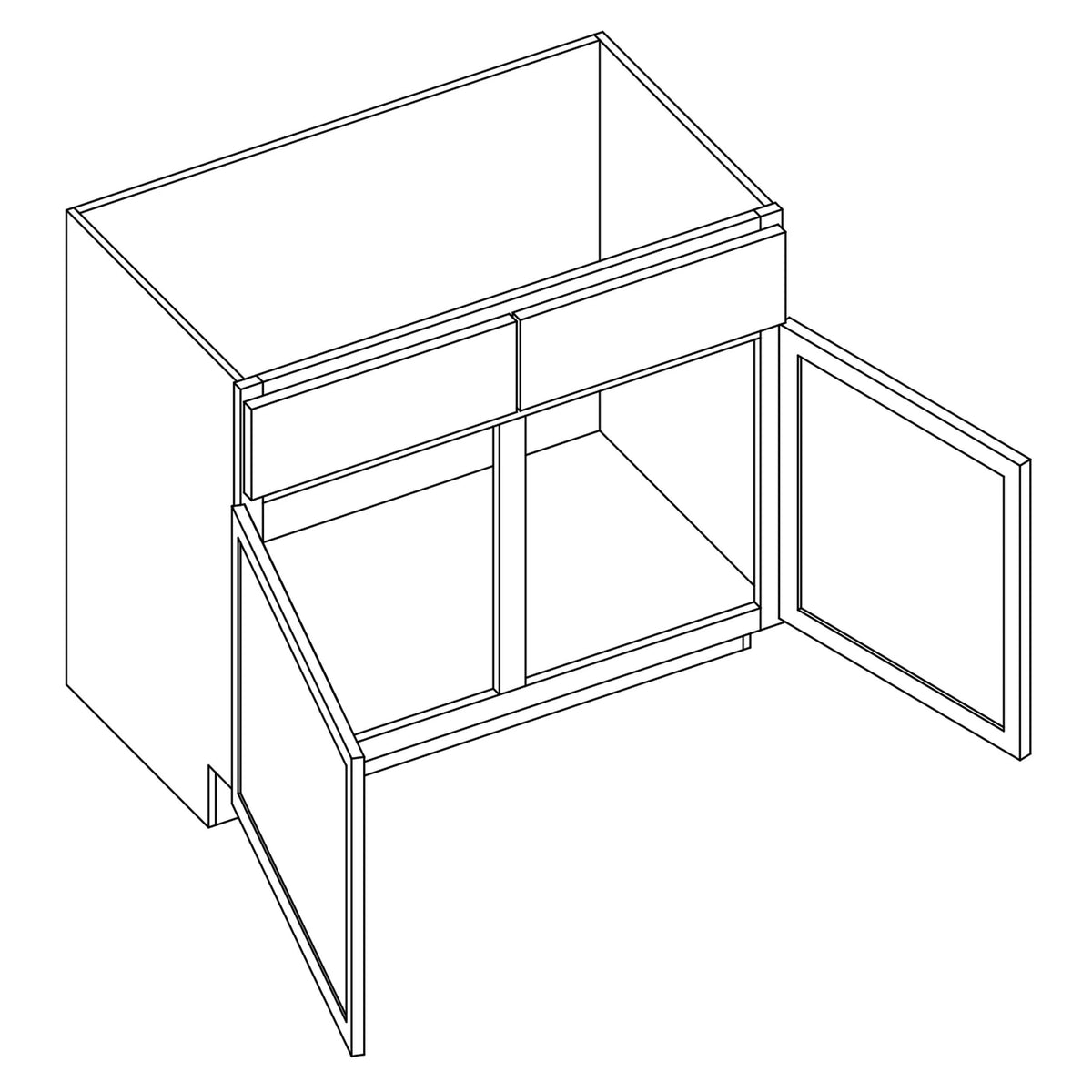 KCD Essential Gray Sink Base Cabinet w/ CS - 42" W - line drawing