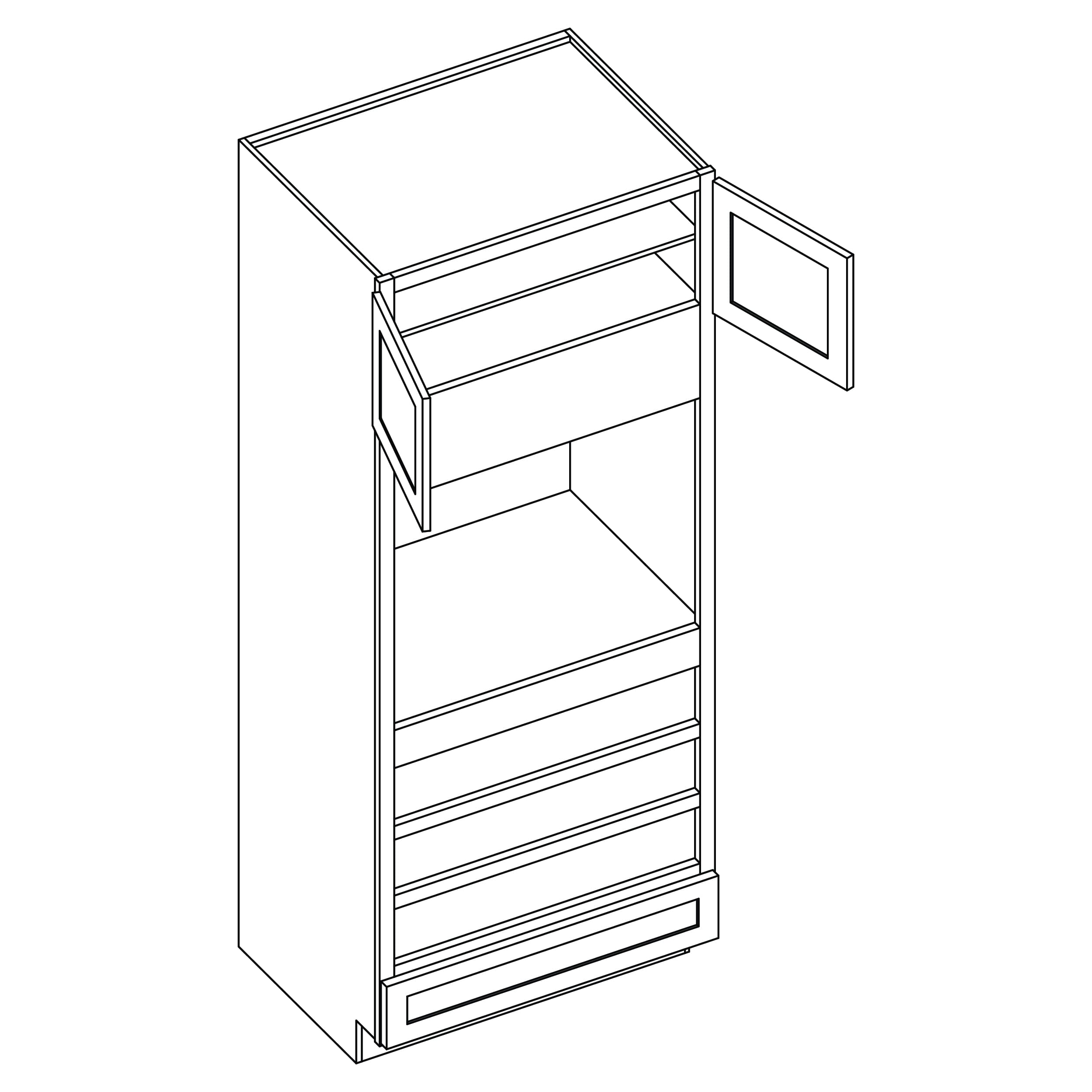 KCD Brooklyn Fawn Oven Cabinet - 33" W x 96" H - line drawing