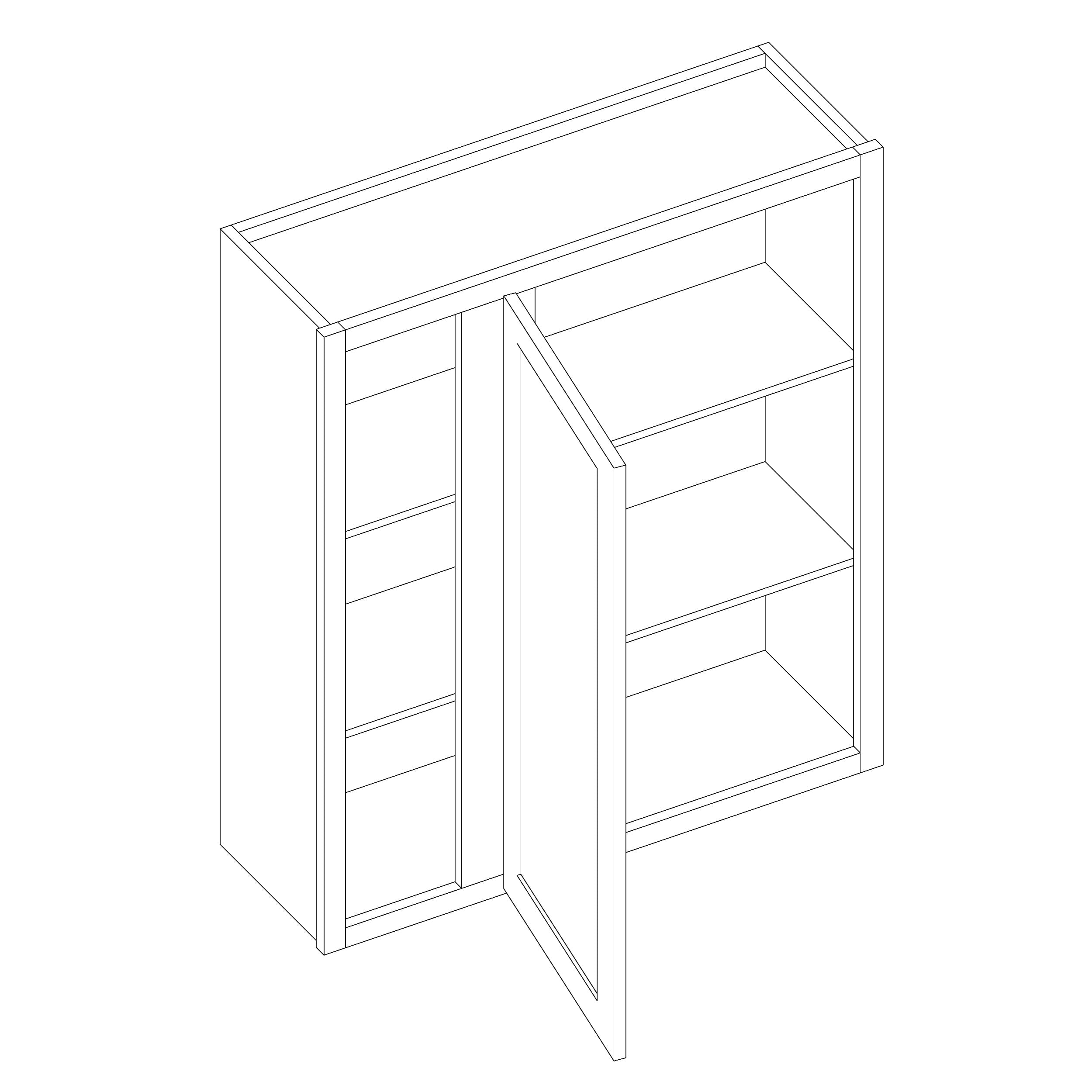 KCD Shaker Moss Blind Wall Cabinet - 30" W x 36" H - line drawing