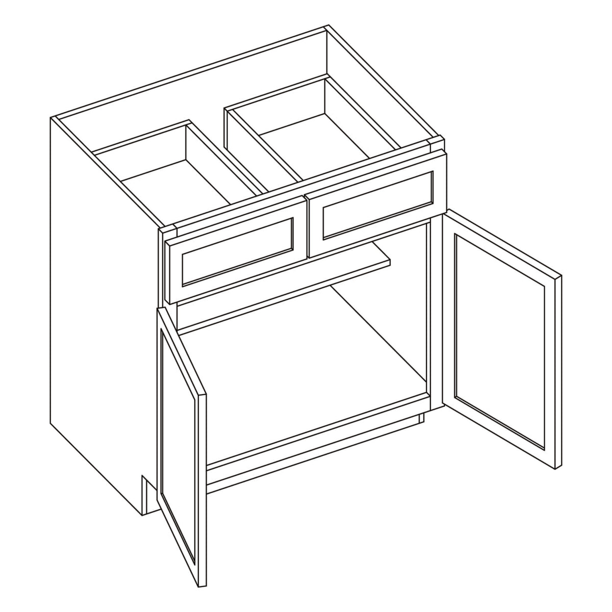 KCD Brooklyn Modern Gray Double Door Standard Base Cabinet - 33" W - line drawing