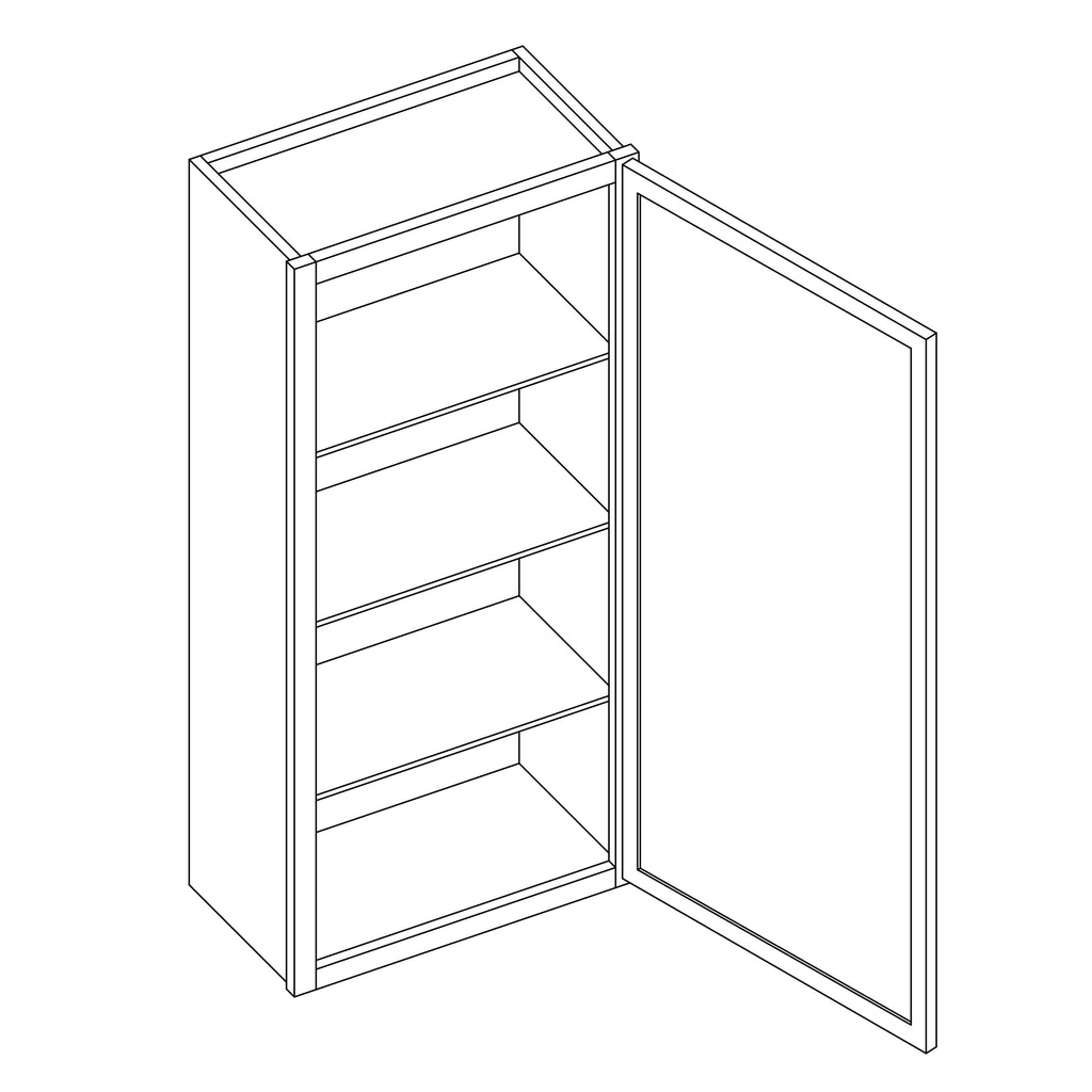KCD Oslo Classic Walnut Single Door Wall Cabinet - 21" W x 42" H - line drawing