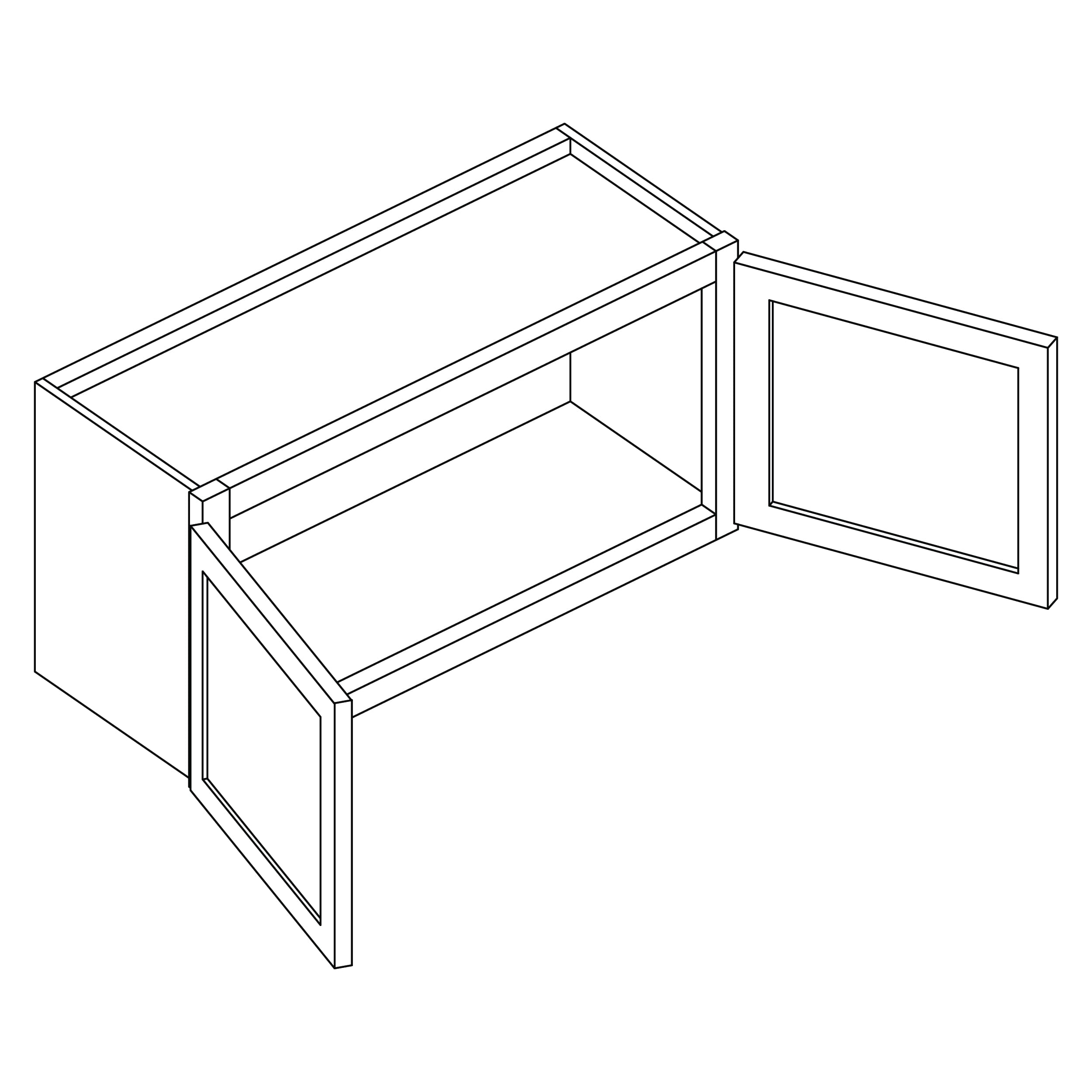 KCD Shaker Designer White Double Door Wall Cabinet - 30" W x 12" H - line drawing