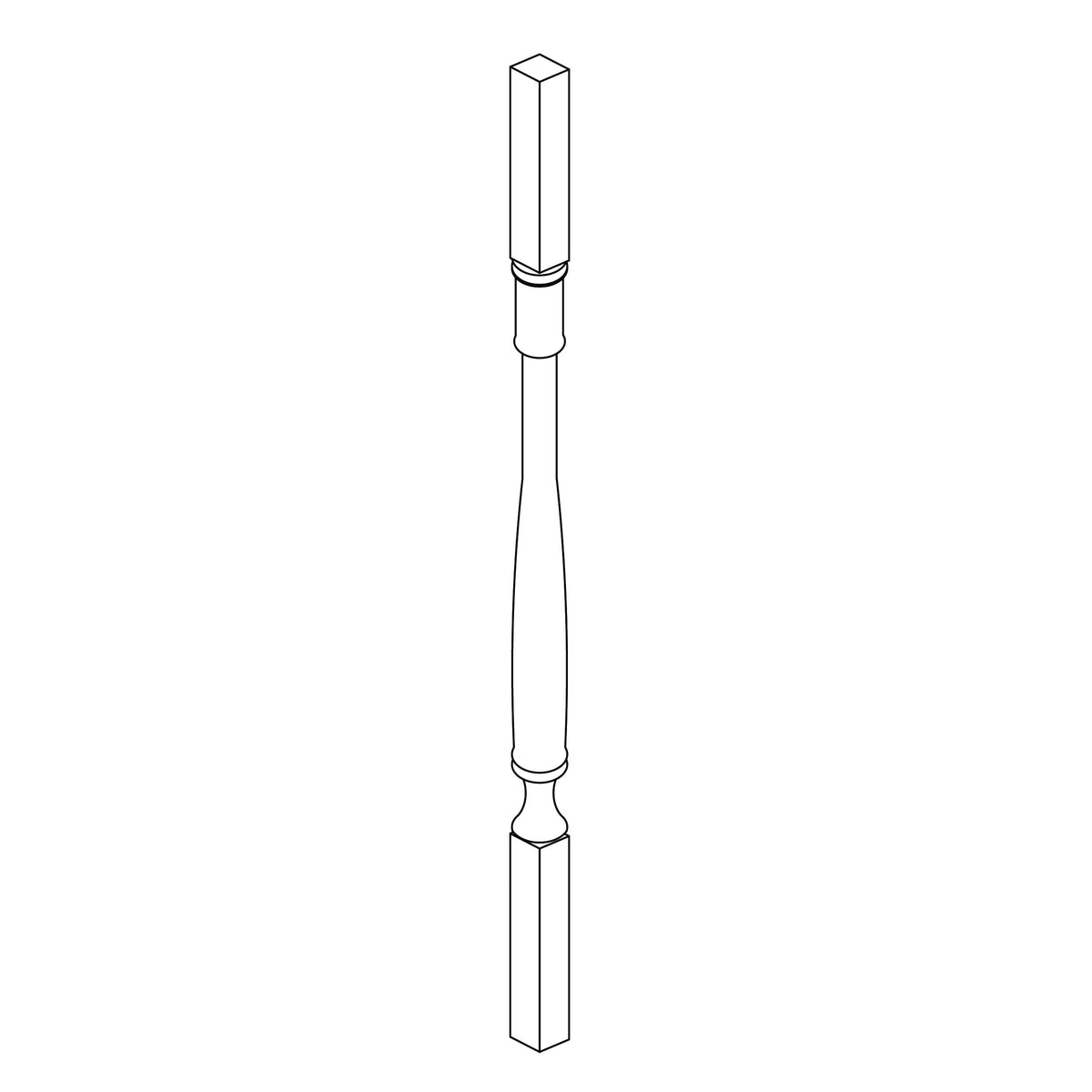 KCD Brooklyn Midnight Turned Post - 3" W x 35.5" H - line drawing