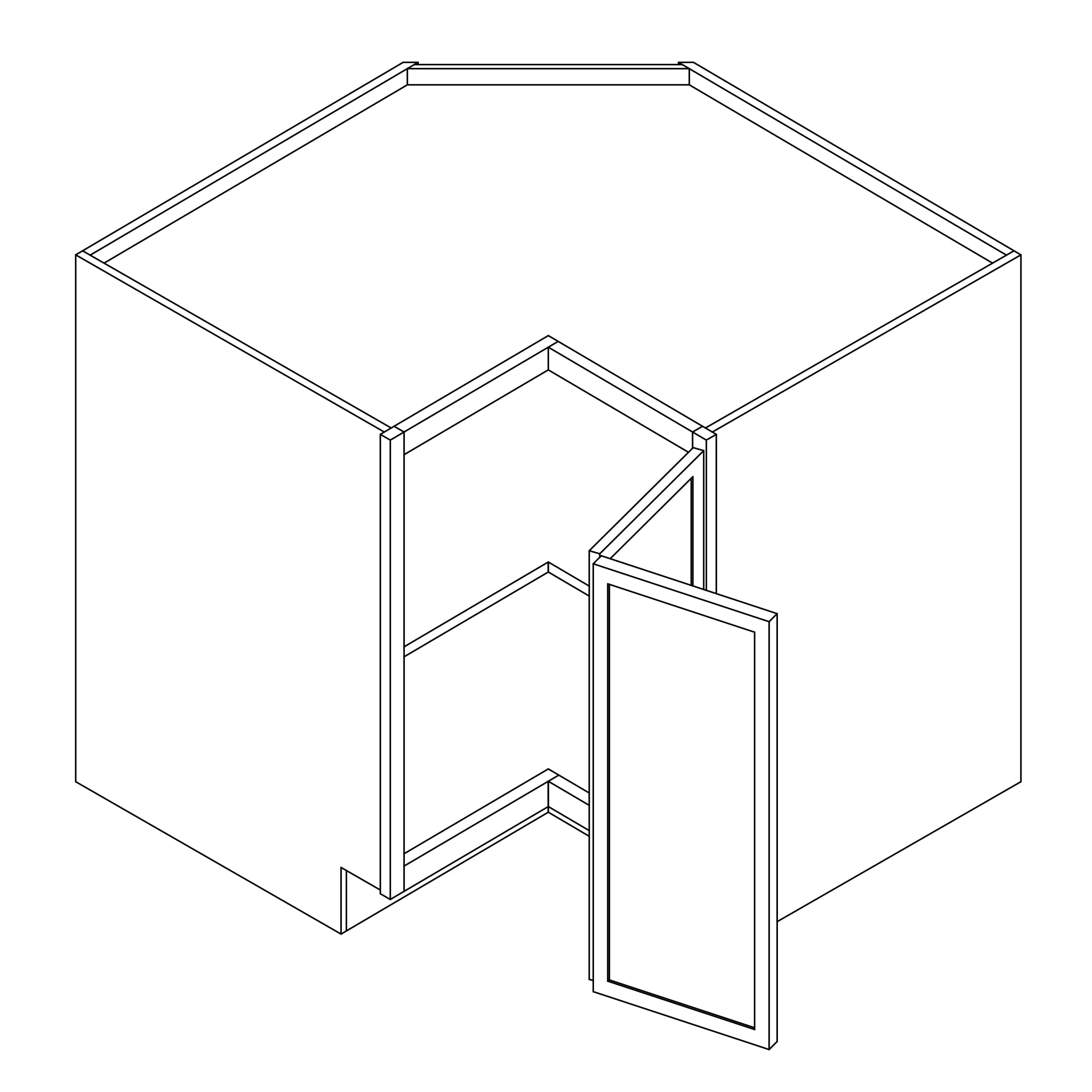 KCD Oslo White Easy Reach Base Cabinet - 33" W x 33" D - line drawing