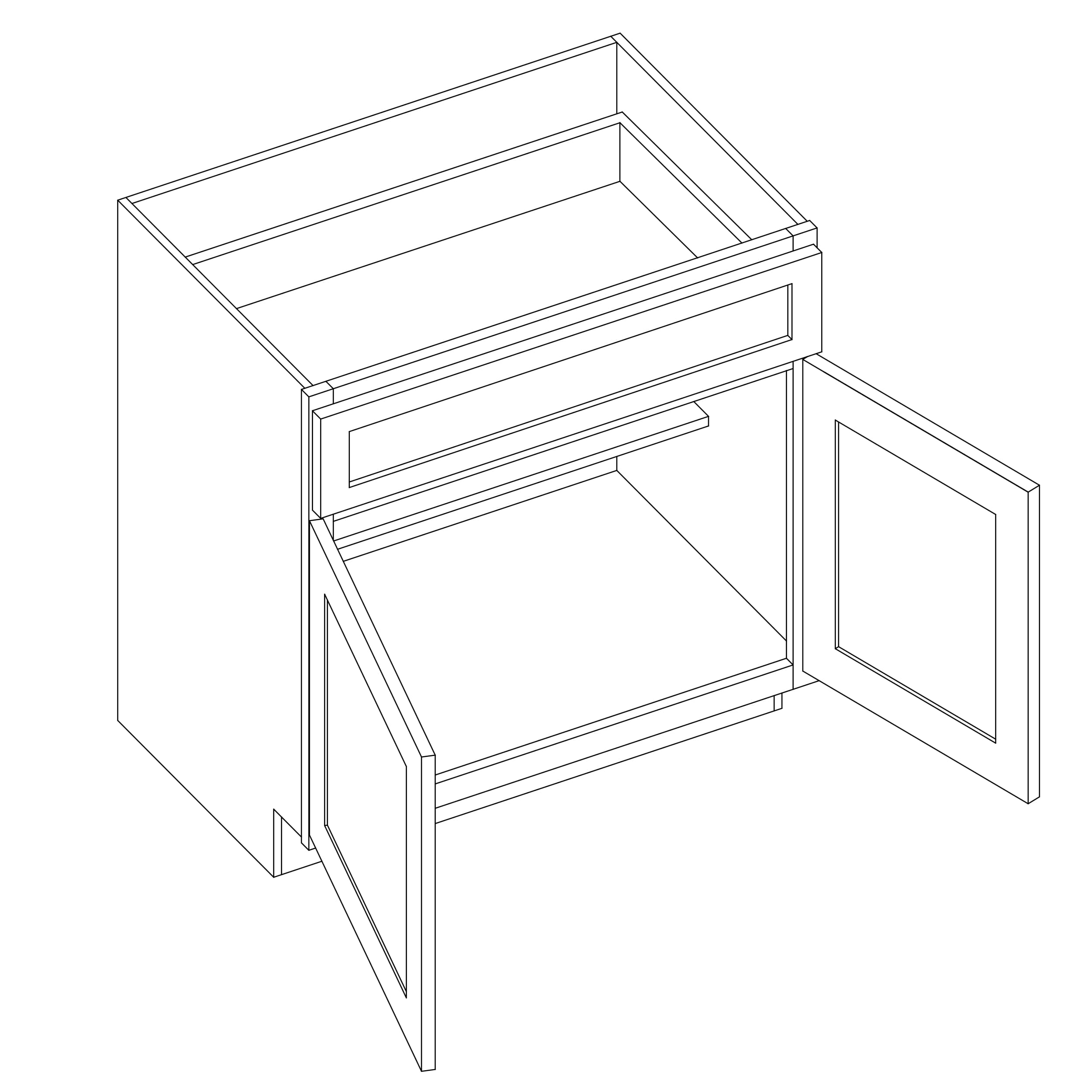 KCD Brooklyn Midnight Double Door Standard Base Cabinet - 30" W - line drawing