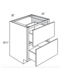 DB30-2 - RTA Perla Raised Panel - 2 DRAWERS BASE 30" - 30" X 34 1/2" X 24"