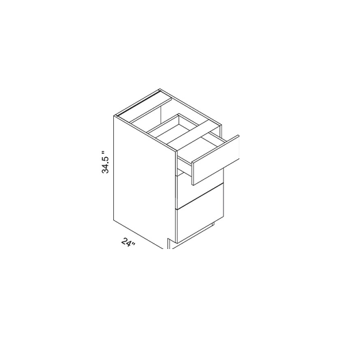 Eurocraft Gris Nube SM - 3 Drawer Base Cabinet - 30"W X 34 1/2"H X 24"D
