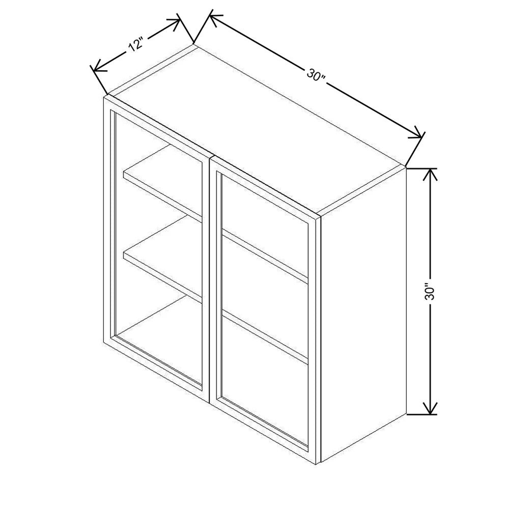 CNC Classic Broadway Cotton 30" W X 30" H Aluminum Frame Glass Door - Vertical