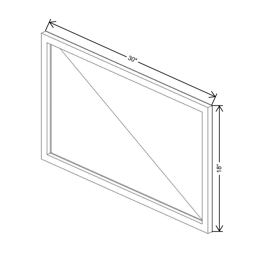 CNC Classic Broadway Silver Birch 30" W X 18" H Aluminum Frame Glass Door - Horizontal