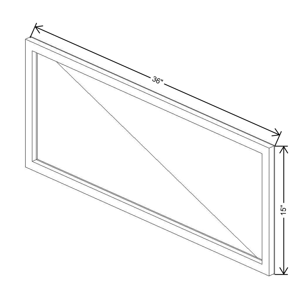 CNC Classic Milano Pine 36" W X 15" H Aluminum Frame Glass Door - Horizontal