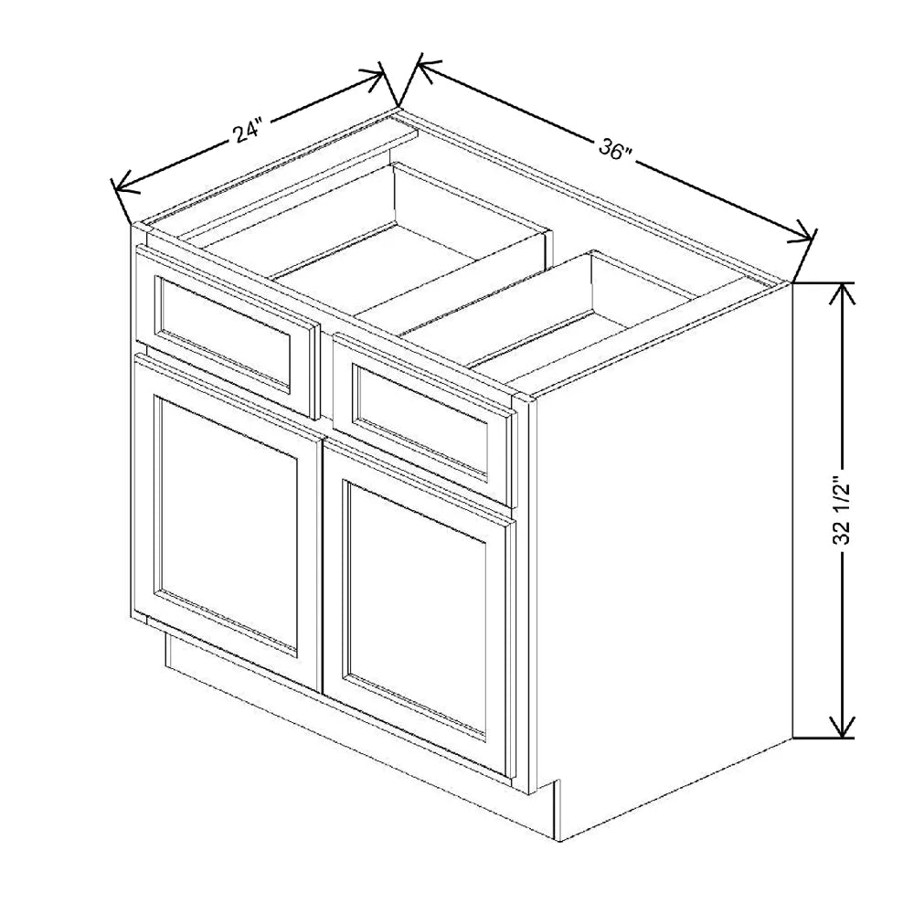 Fabuwood Quest Metro Frost 36" W x 32 1/2" H x 24" D ADA Double Door Base Cabinet