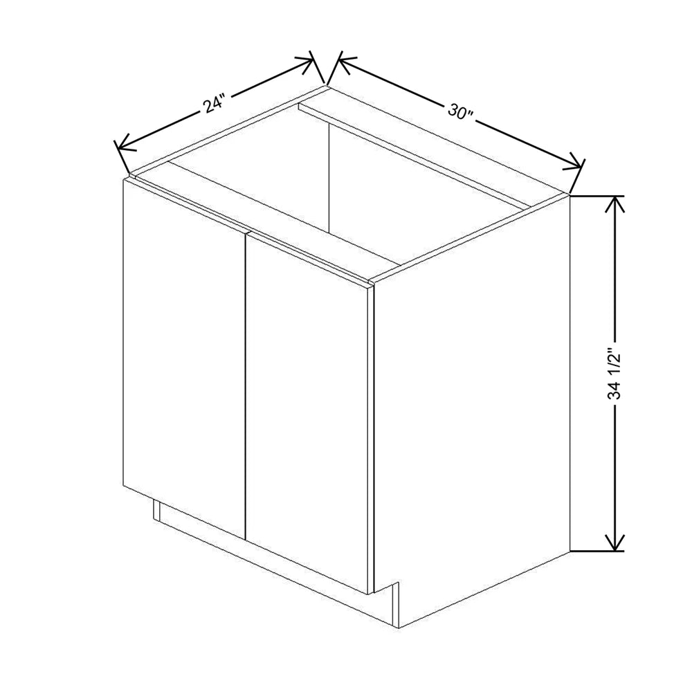 CNC Concord Elegant White 30" W Full Height Double Door Base Cabinet