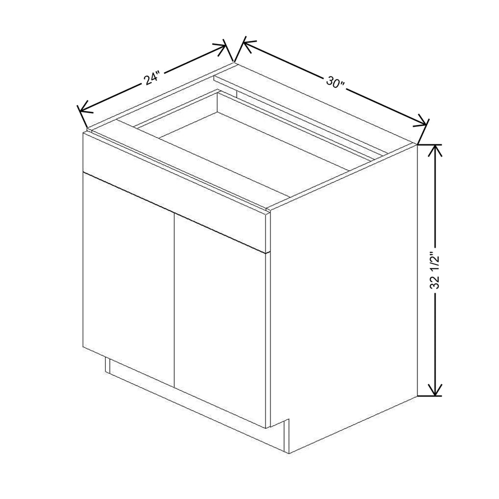 CNC Luxor White 30" W X 32 1/2" H Double Door 2 Drawer Base Cabinet