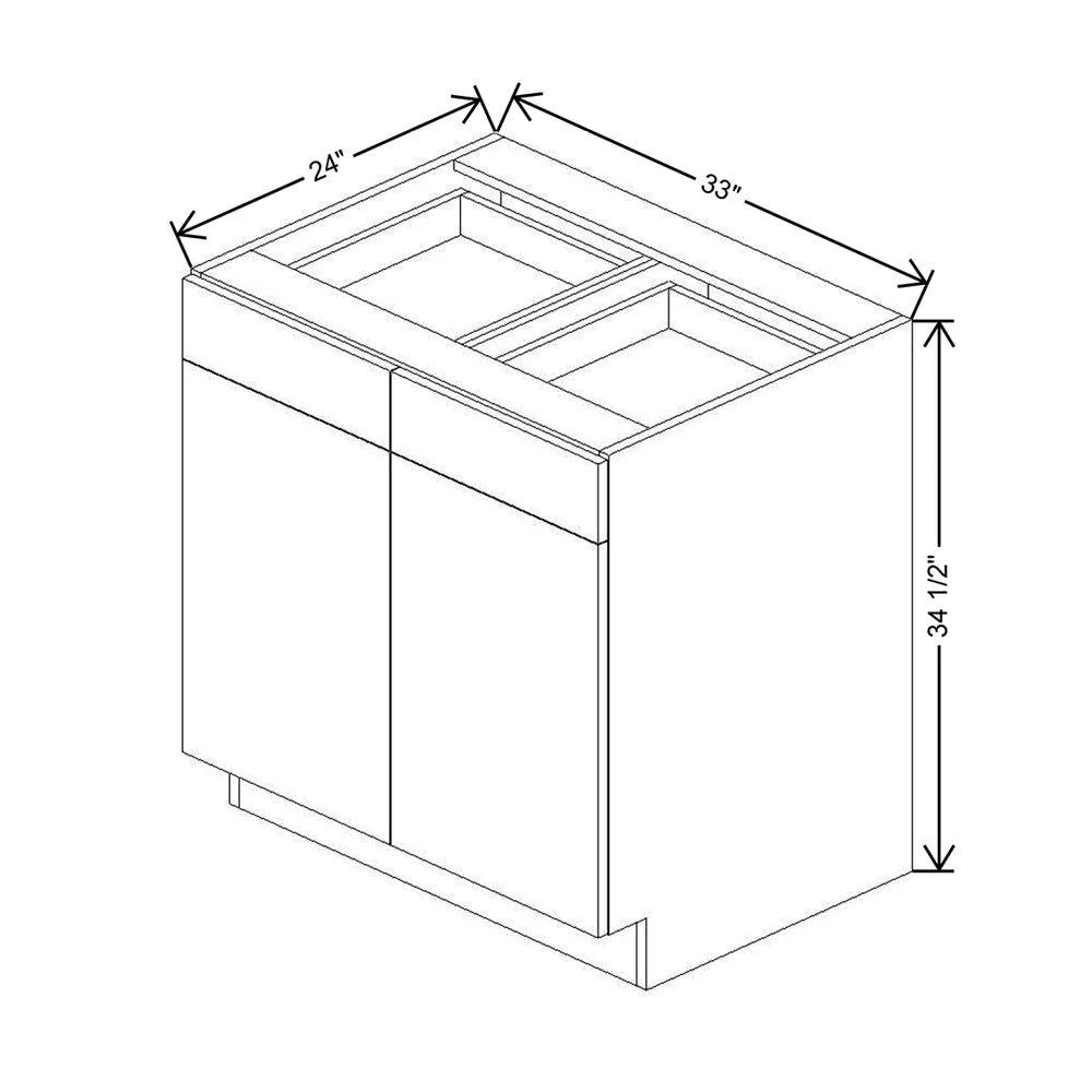 CNC Classic Milano Seaside 33" W 2 Drawer Double Door Base Cabinet W/ 2 Pullout Shelf