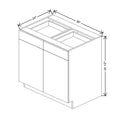 CNC Bedford Country Oak Honey 36" W 2 Drawer Double Door Base Cabinet