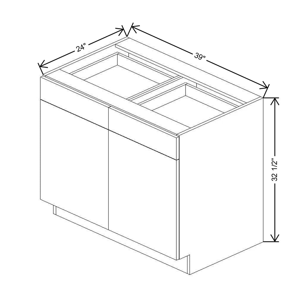 CNC Luxor White 39" W X 32 1/2" H Double Door 2 Drawer Base Cabinet