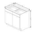 CNC Bedford Country Oak Honey 39" W 2 Drawer Double Door Base Cabinet