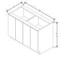 CNC Concord Elegant Smoky Grey 48" W Full Height Four Door Base Cabinet W/ 4 Pullout Shelf