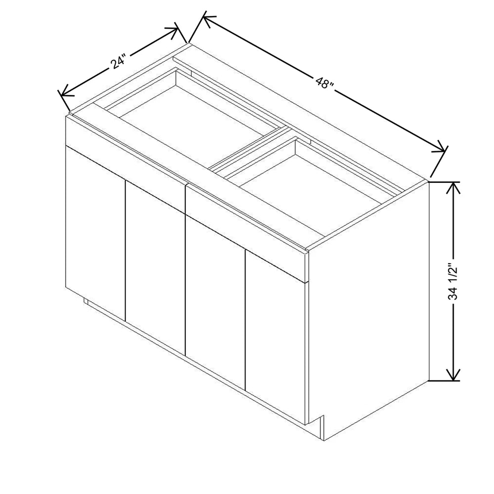 CNC Concord Richmond Stone 48" W 2 Drawer & Four Door Base Cabinet W/ 4 Pullout Shelf