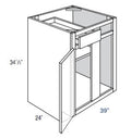 BBC39R - RTA Unfinished Shaker - Blind Base Cabinet - Single Door/Drawer - 39W x 34.5"H x 24"D - Right Side Blind