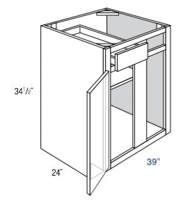 BBC39 - RTA Toffee Shaker - Blind Base Cabinet - Single Door/Drawer - 39W x 34.5"H x 24"D