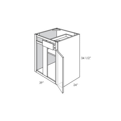 BBC39L - Assembled Sage Green Shaker - Blind Base Cabinet - Single Door/Drawer - 39W x 34.5"H x 24"D - Left Side Blind