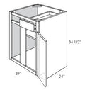 BBC39L - Assembled Sandy Mirage Shaker - Blind Base Cabinet - Single Door/Drawer - 39W x 34.5"H x 24"D - Left Side Blind