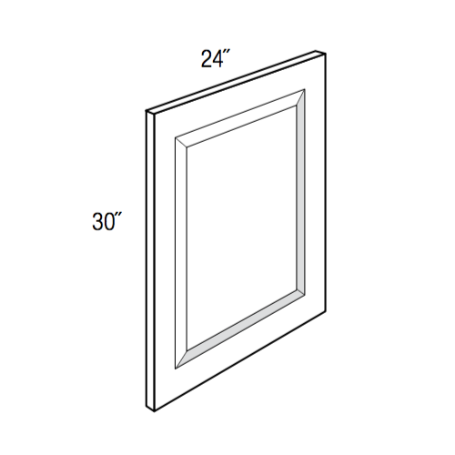 BDD24 - Assembled Dove White Shaker - Decorative End Panel - 24" X 30" X 3/4"