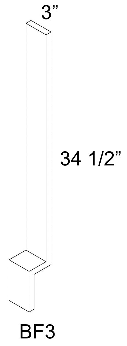 BF3 - RTA Perla Raised Panel - Base Filler - 3/4" thick 3" wide 30' tall with 4-1/2" toe kick