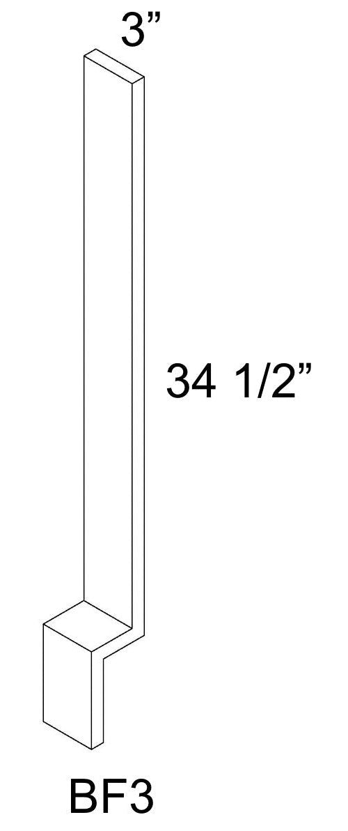 BF3 - Assembled Toffee Shaker - Base Filler - 3/4" thick 3" wide 30' tall with 4-1/2" toe kick