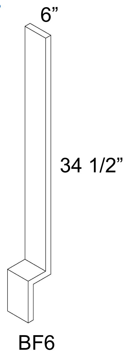BF6 - Assembled Unfinished Shaker - Base Filler - 3/4" thick 6" wide 30' tall with 4-1/2" toe kick