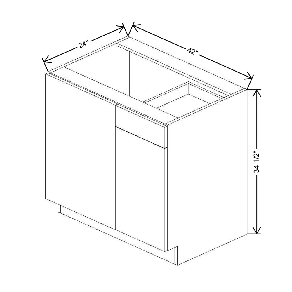 CNC Bedford Country Oak Honey 42 To 45" W X 34 1/2" H Blind Base Cabinet