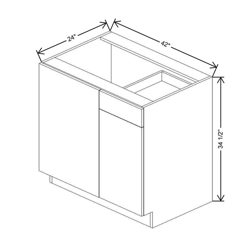 CNC Bedford Country Oak Honey 42 To 45" W X 34 1/2" H Blind Base Cabinet