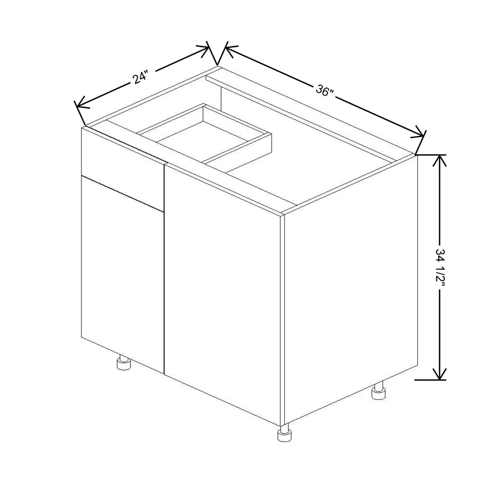 Fabuwood Ovela Catalina Woodline 4 42" To 45" W X 34 1/2" H X 24" D Blind Base With Drawer Cabinet