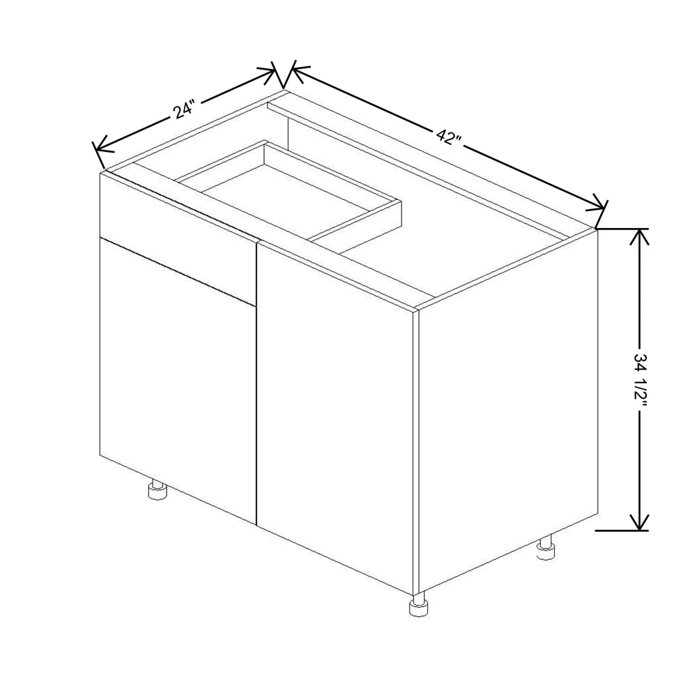 Fabuwood Ovela Catalina Verde Salvia 48" To 51" W X 34 1/2" H X 24" D Blind Base With Drawer Cabinet