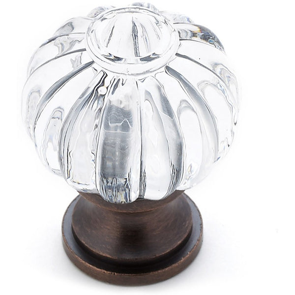Richelieu 4035 eclectic cabinet knob in clear / brushed oil-rubbed bronze