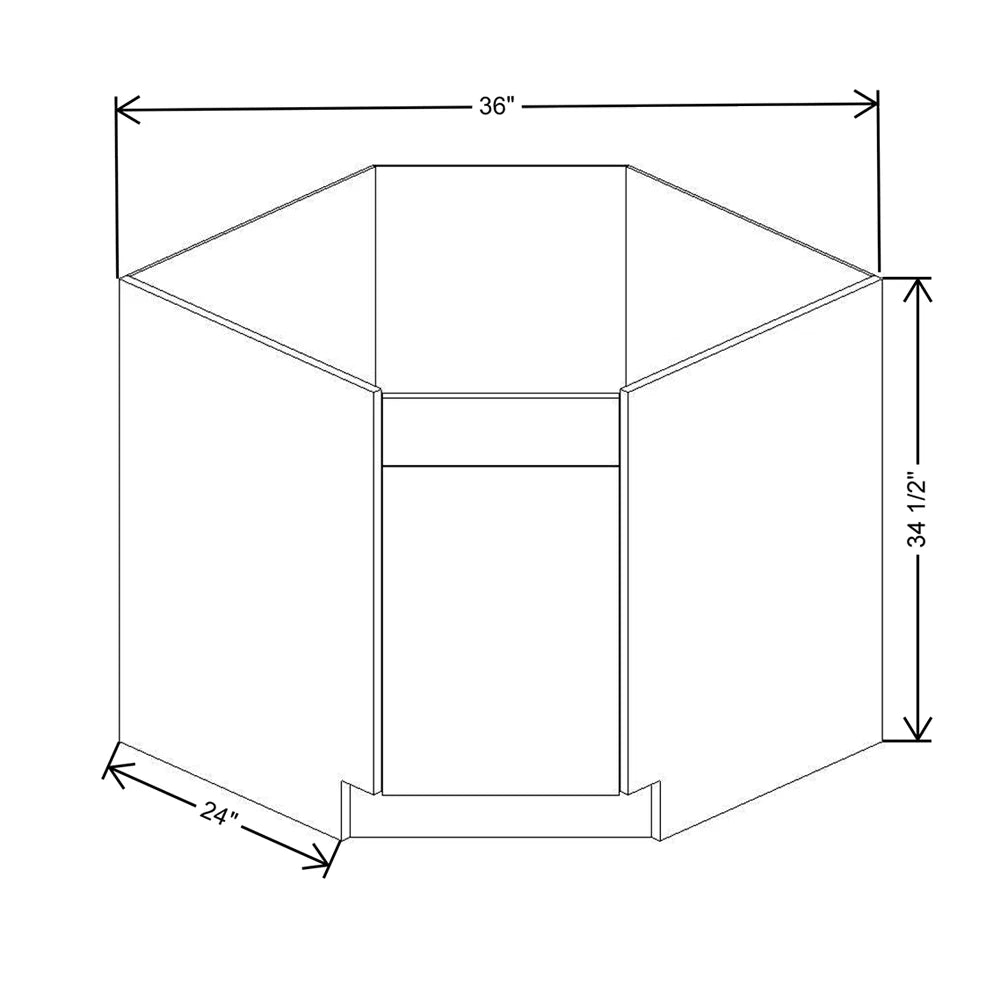 CNC Concord Sydney White 36" W Diagonal Corner Sink Base Cabinet