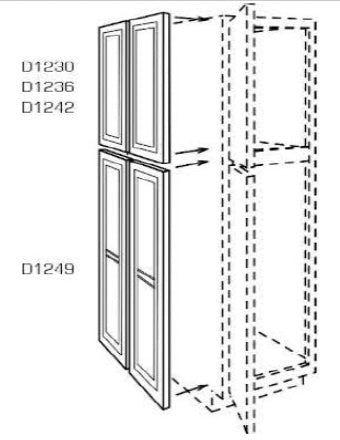 D1249 - Assembled Ebony Shaker - Door - LOWER SINGLE DOOR FOR 24" WIDE PANTRY - 12" X 49 1/4" X 3/4"