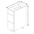 Fabuwood Illume Catalina Blanco Gloss 12" W X 34 1/2" H X 24" D 3 Drawer Base Cabinet