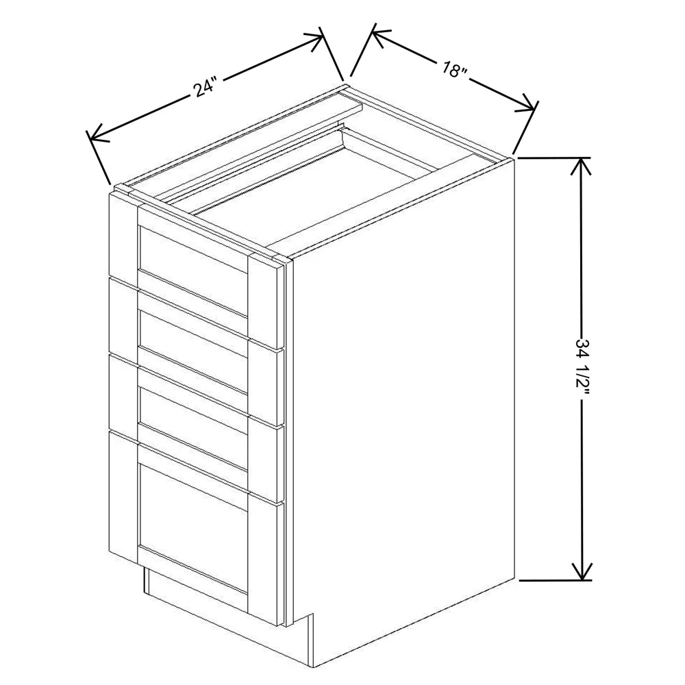 Fabuwood Allure Galaxy Linen 18" W X 34 1/2" H X 24" D 4 Drawer Base Cabinet
