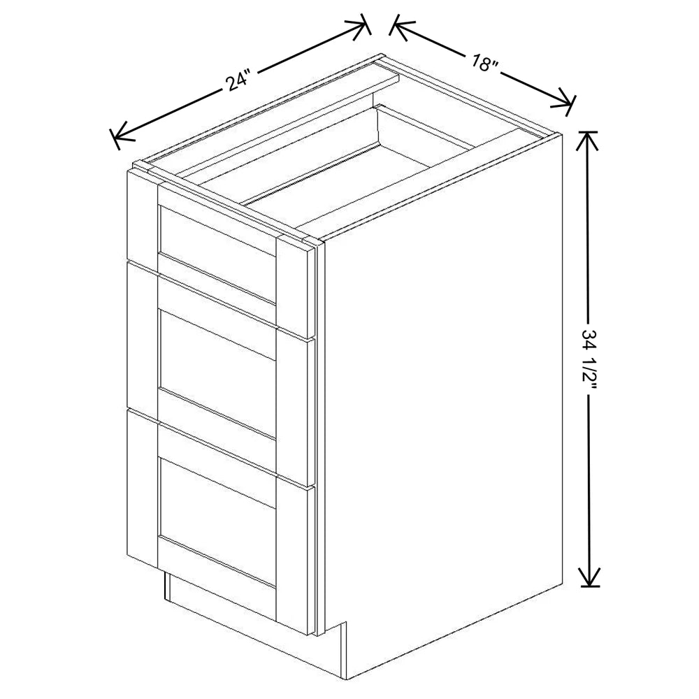 Fabuwood Value Premium Hallmark Frost 18" W X 34 1/2" H X 24" D 3 Drawer Base Cabinet