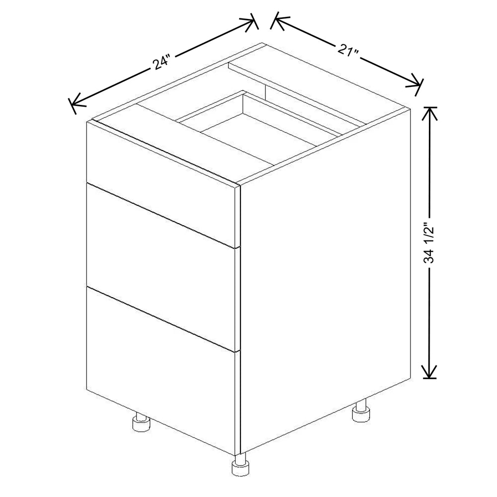Fabuwood Ovela Catalina Woodline 4 21" W X 34 1/2" H X 24" D 3 Drawer Base Cabinet