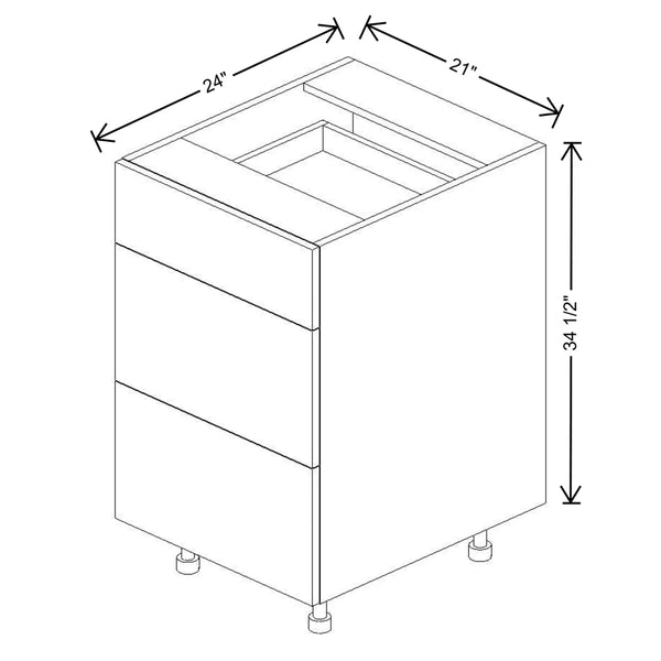 Fabuwood Ovela Catalina Woodline 4 21" W X 34 1/2" H X 24" D 3 Drawer Base Cabinet