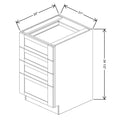 Fabuwood Allure Luna Natural Oak 21" W X 34 1/2" H X 24" D 4 Drawer Base Cabinet